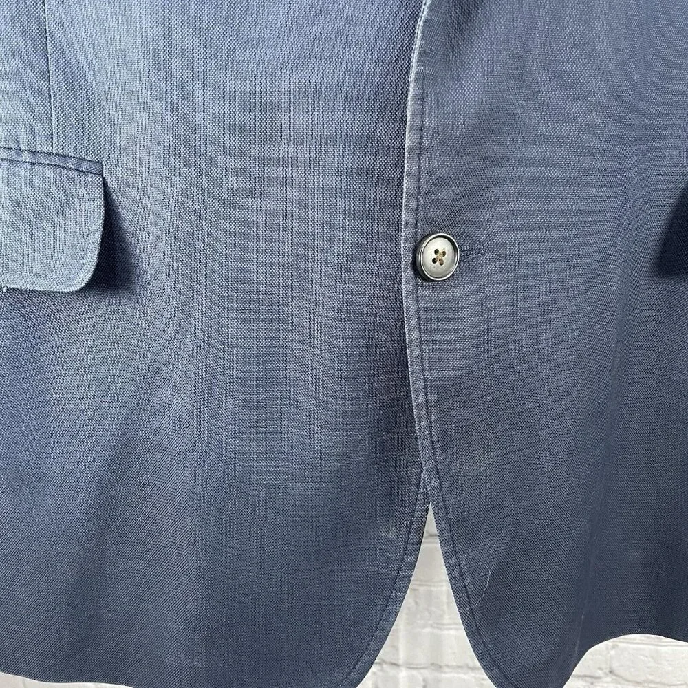 Stafford Blue Signature Classic Fit 2 Button Cotton Sport Coat Lined Size 48L